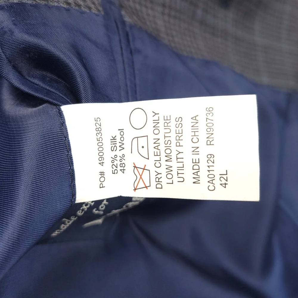 Ralph Lauren Blazer‎ Jacket Men's 42L Gray Blue Glen Check Silk Wool Blend